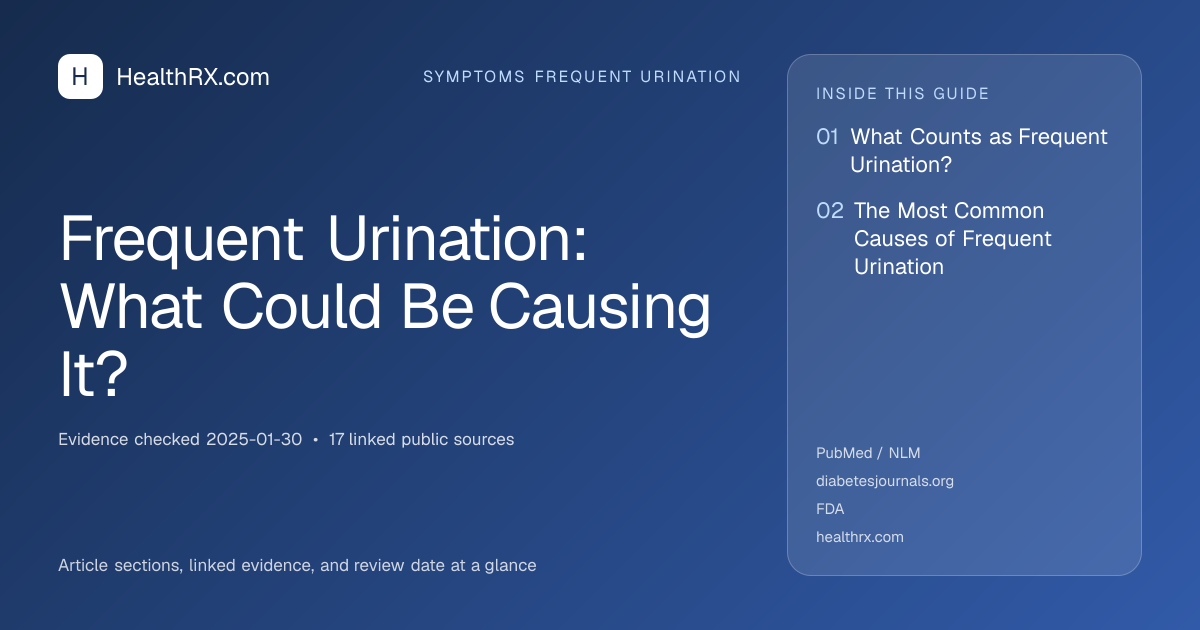 Evidence overview for symptoms frequent urination: Frequent Urination: What Could Be Causing It?