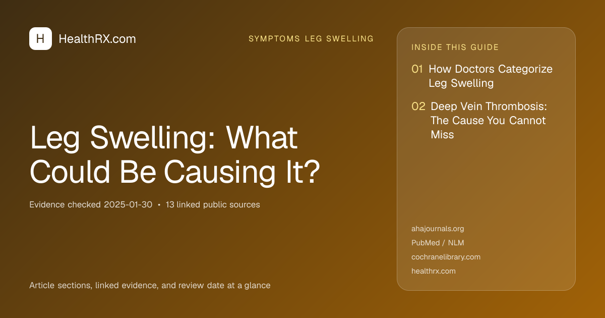 Evidence overview for symptoms leg swelling: Leg Swelling: What Could Be Causing It?