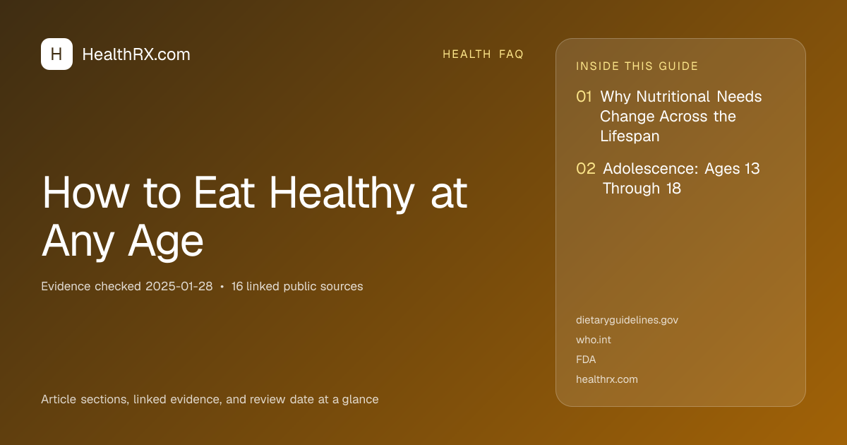 Evidence overview for health faq: How to Eat Healthy at Any Age