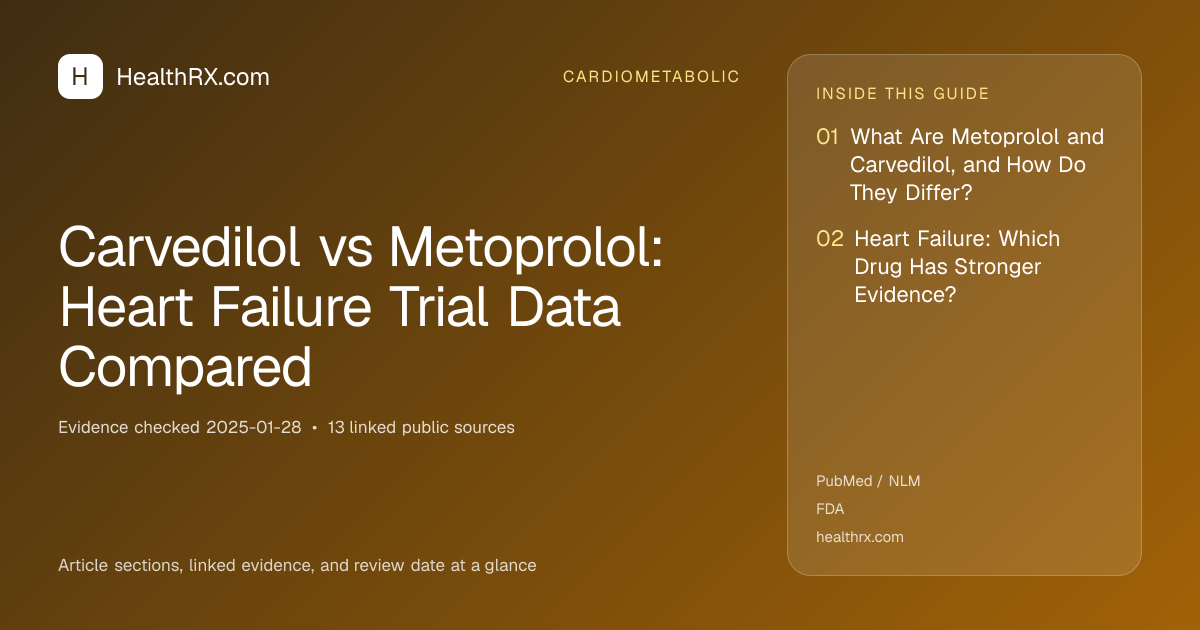 Evidence overview for Carvedilol vs Metoprolol: Heart Failure Trial Data Compared