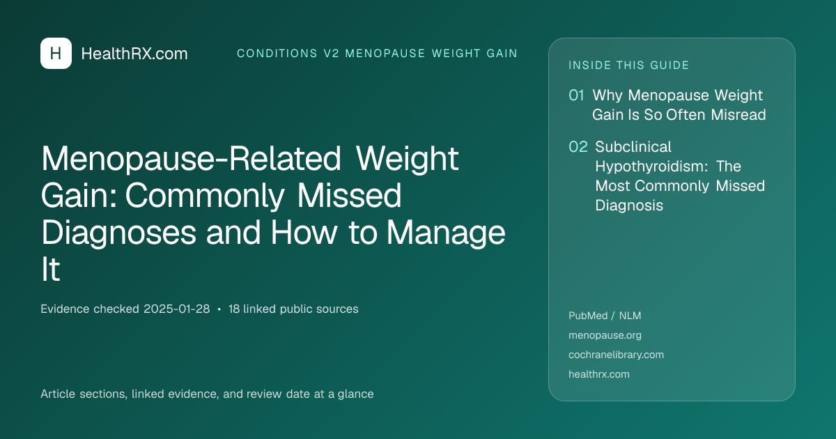 Evidence overview for conditions v2 menopause weight gain: Menopause-Related Weight Gain: Commonly Missed Diagnoses and How to Manage It