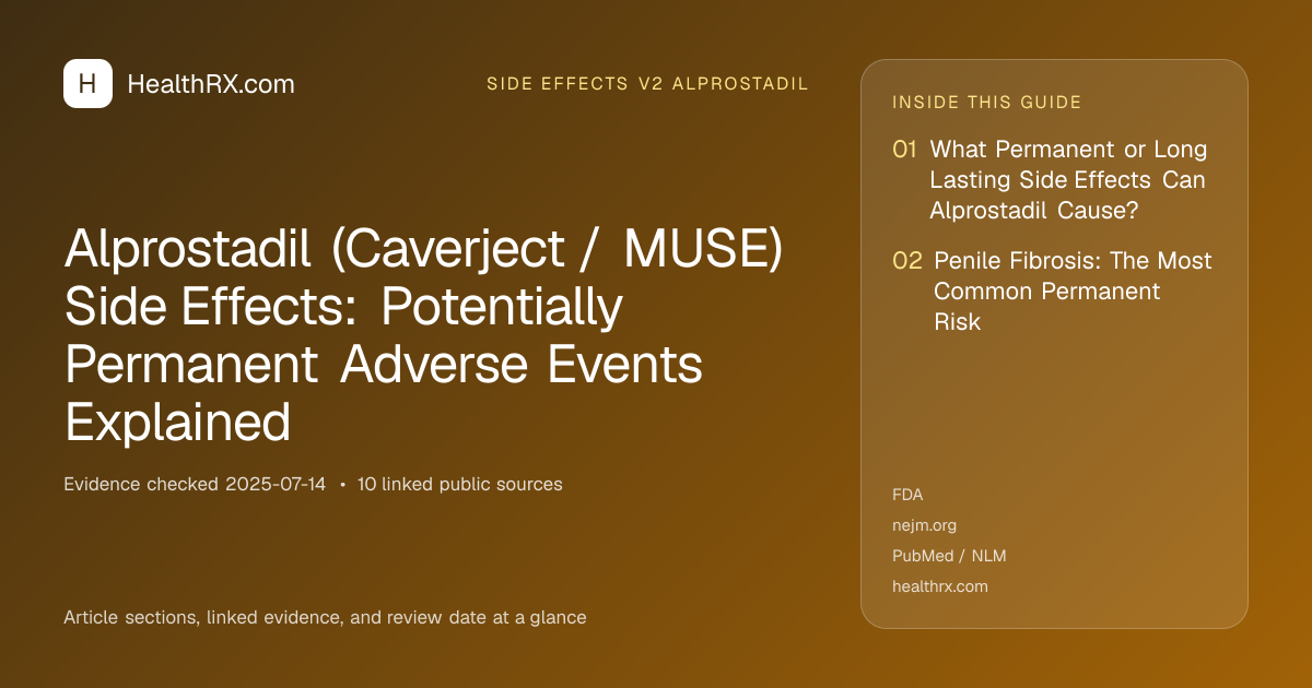 Evidence overview for Alprostadil (Caverject / MUSE) Side Effects: Potentially Permanent Adverse Events Explained