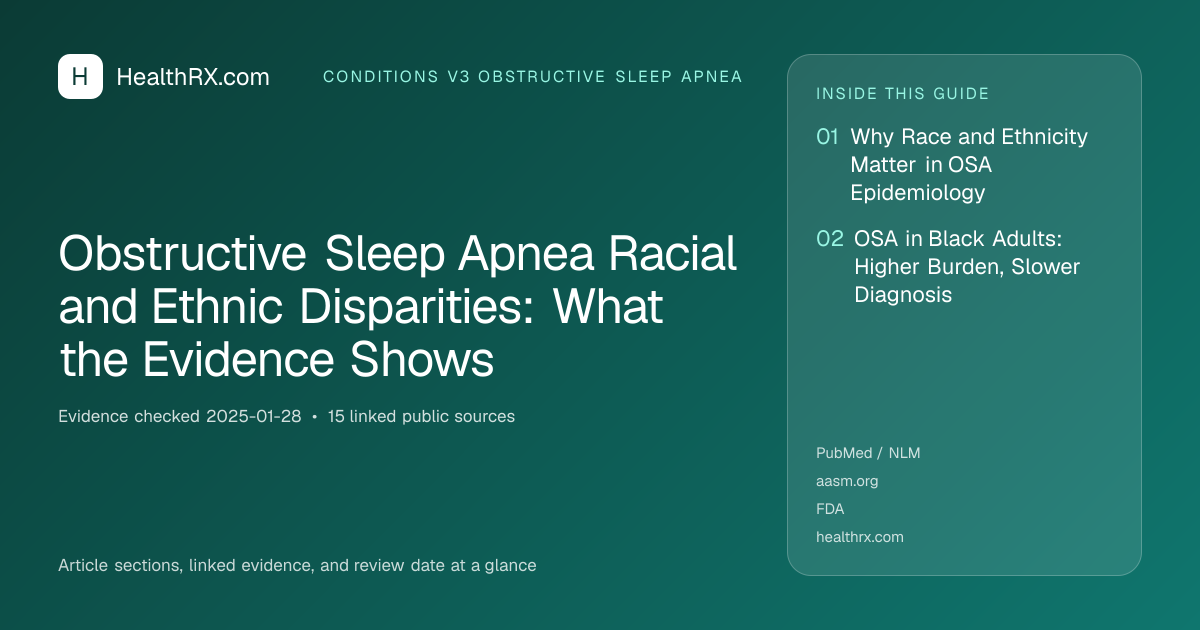Evidence overview for conditions v3 obstructive sleep apnea: Obstructive Sleep Apnea Racial and Ethnic Disparities: What the Evidence Shows