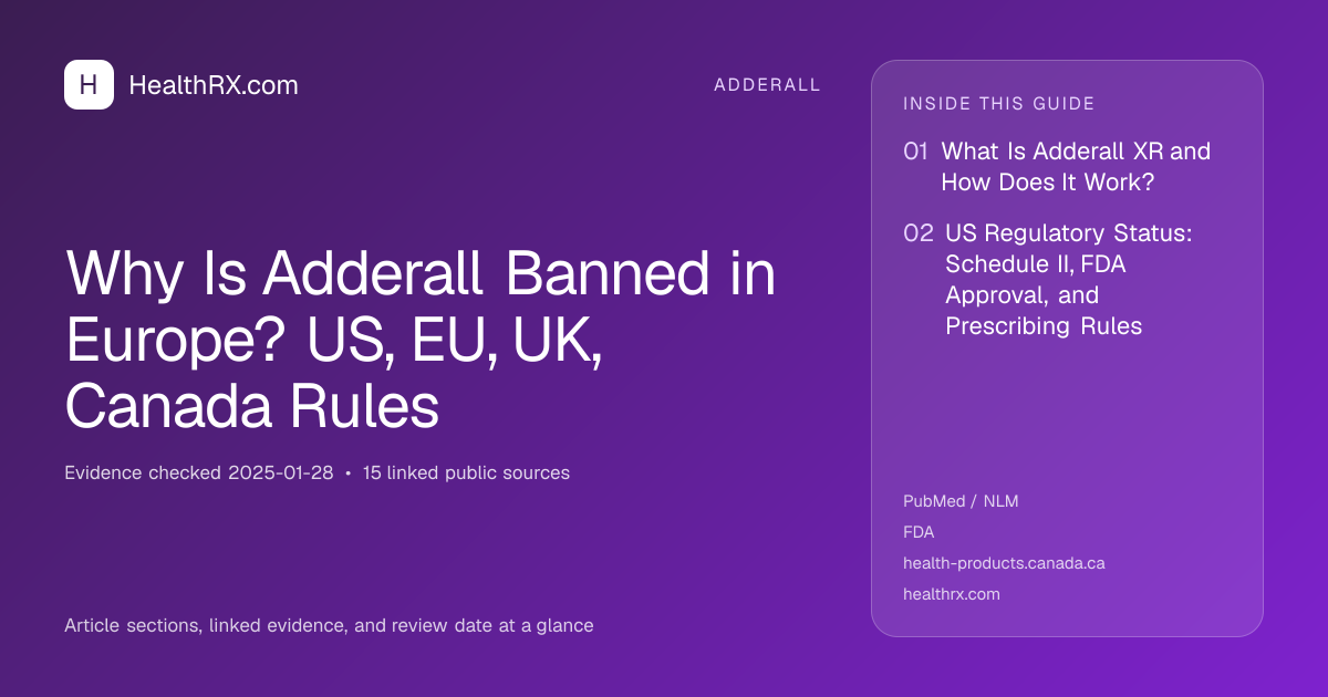Evidence overview for adderall: Why Is Adderall Banned in Europe? US, EU, UK, Canada Rules