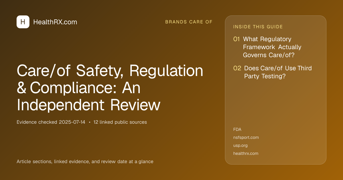 Evidence overview for Care/of Safety, Regulation & Compliance: An Independent Review