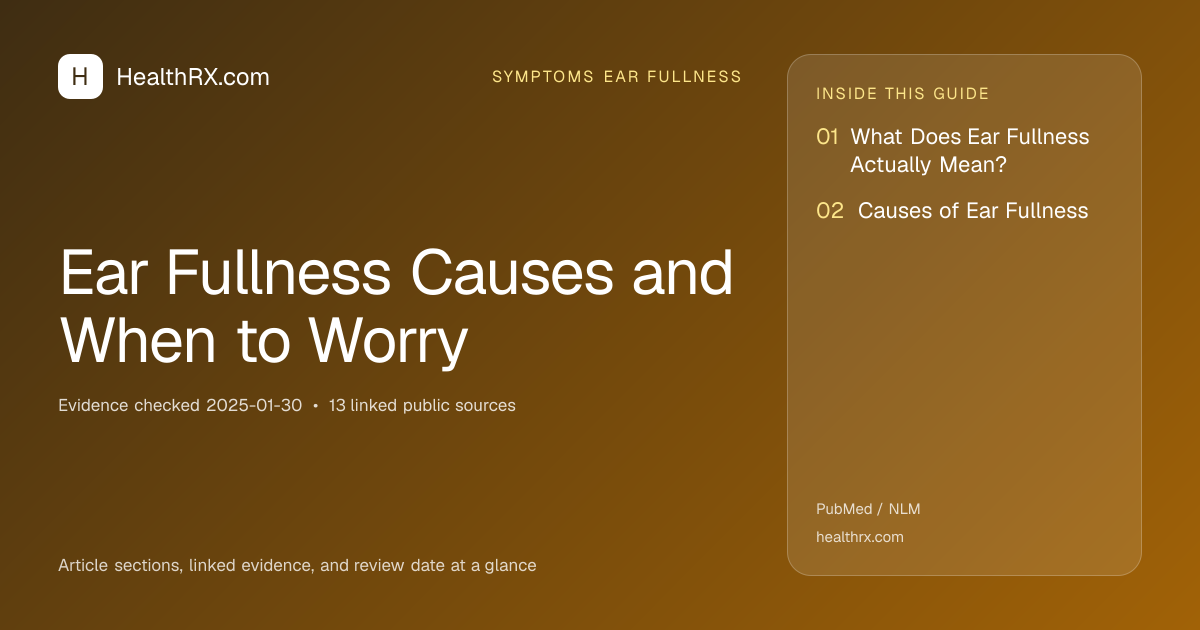 Evidence overview for symptoms ear fullness: Ear Fullness Causes and When to Worry