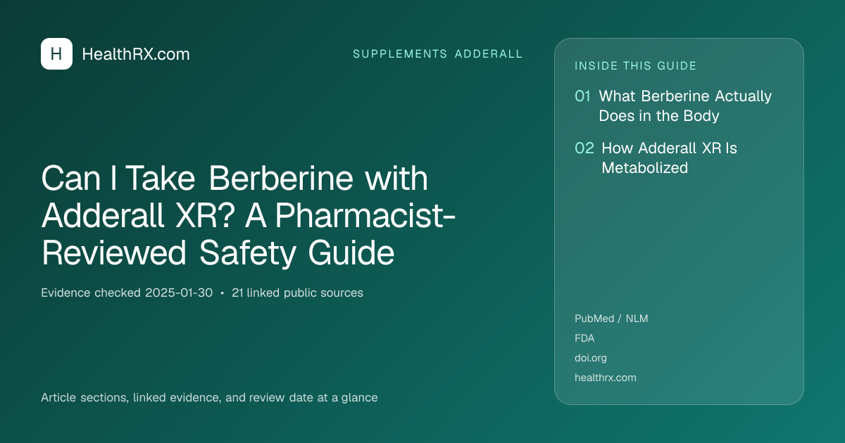 Evidence overview for Can I Take Berberine with Adderall XR? A Pharmacist-Reviewed Safety Guide