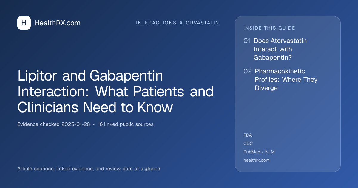 Evidence overview for interactions atorvastatin: Lipitor and Gabapentin Interaction: What Patients and Clinicians Need to Know