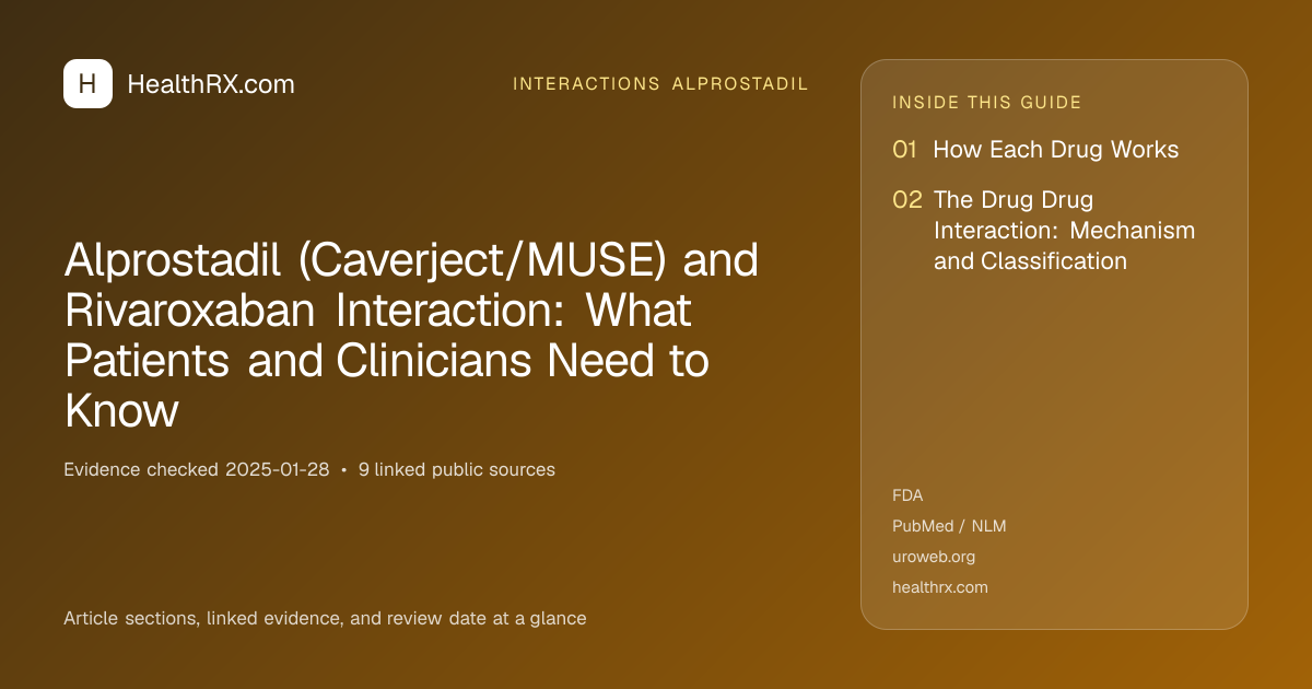 Evidence overview for interactions alprostadil: Alprostadil (Caverject/MUSE) and Rivaroxaban Interaction: What Patients and Clinicians Need to Know