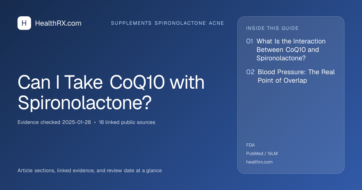 Evidence overview for supplements spironolactone acne: Can I Take CoQ10 with Spironolactone?