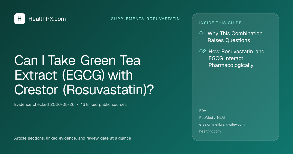 Evidence overview for supplements rosuvastatin: Can I Take Green Tea Extract (EGCG) with Crestor (Rosuvastatin)?
