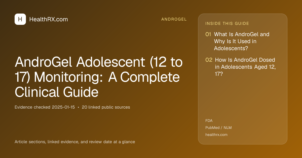 Evidence overview for AndroGel Adolescent (12 to 17) Monitoring: A Complete Clinical Guide