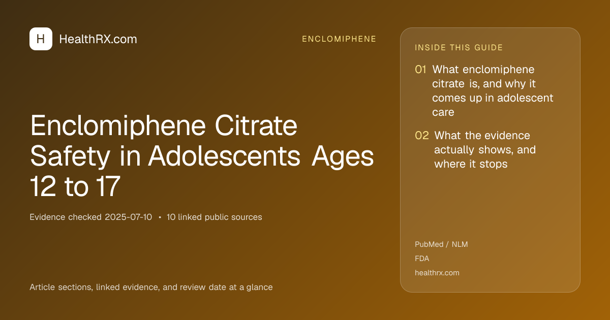 Evidence overview for Enclomiphene Citrate Safety in Adolescents Ages 12 to 17