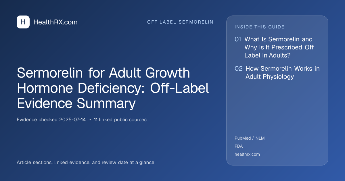 Evidence overview for Sermorelin for Adult Growth Hormone Deficiency: Off-Label Evidence Summary
