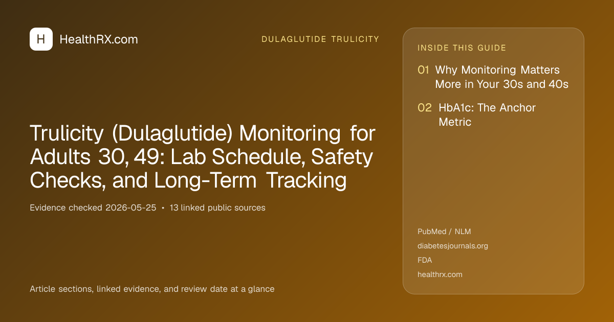 Evidence overview for Trulicity (Dulaglutide) Monitoring for Adults 30, 49: Lab Schedule, Safety Checks, and Long-Term Tracking
