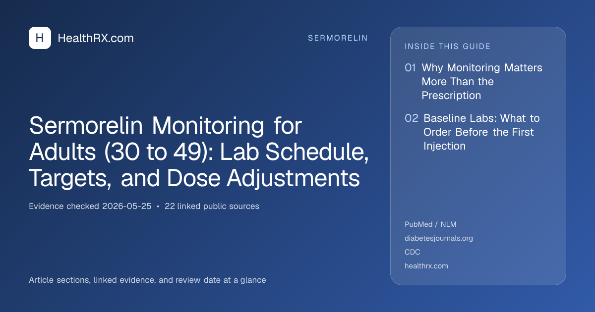 Evidence overview for Sermorelin Monitoring for Adults (30 to 49): Lab Schedule, Targets, and Dose Adjustments