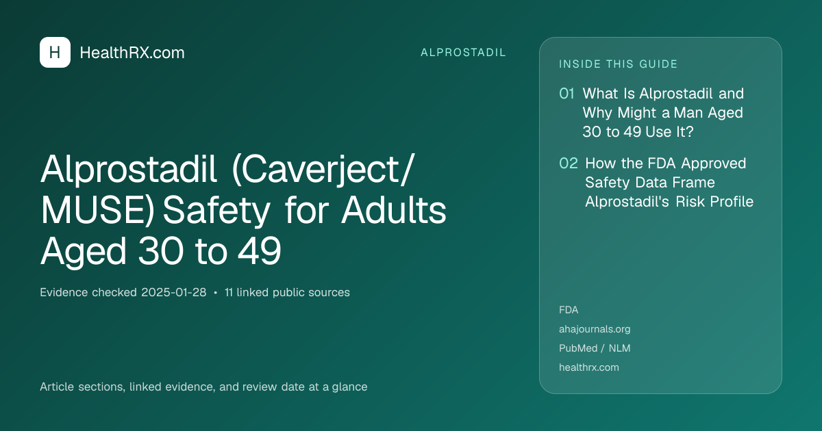 Evidence overview for Alprostadil (Caverject/MUSE) Safety for Adults Aged 30 to 49