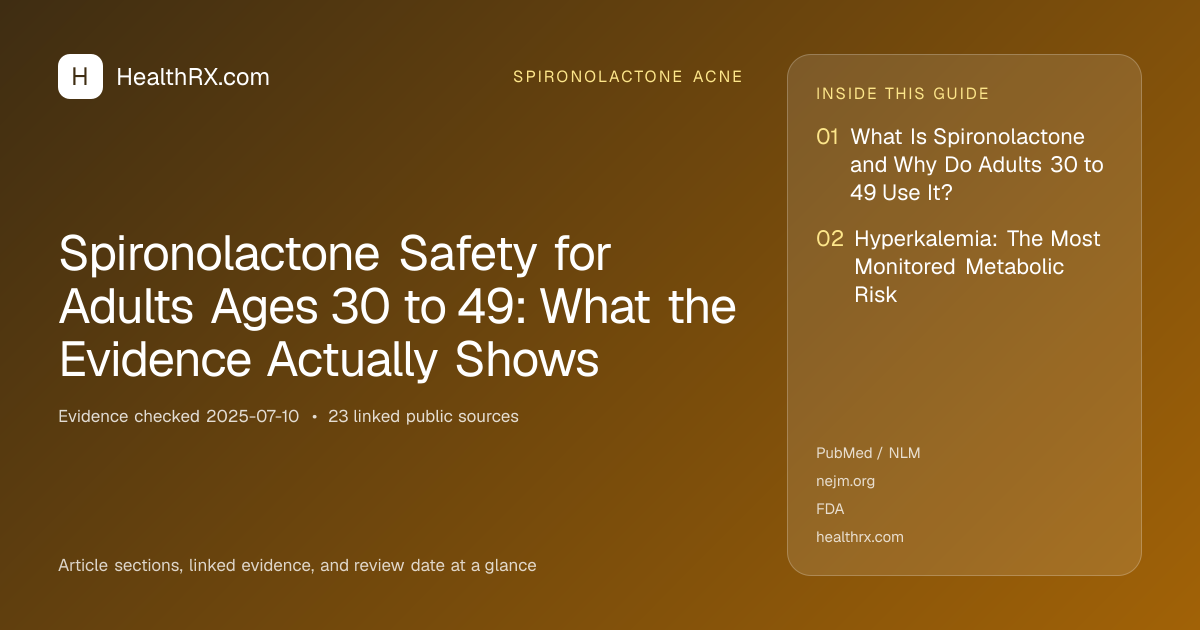 Evidence overview for Spironolactone Safety for Adults Ages 30 to 49: What the Evidence Actually Shows