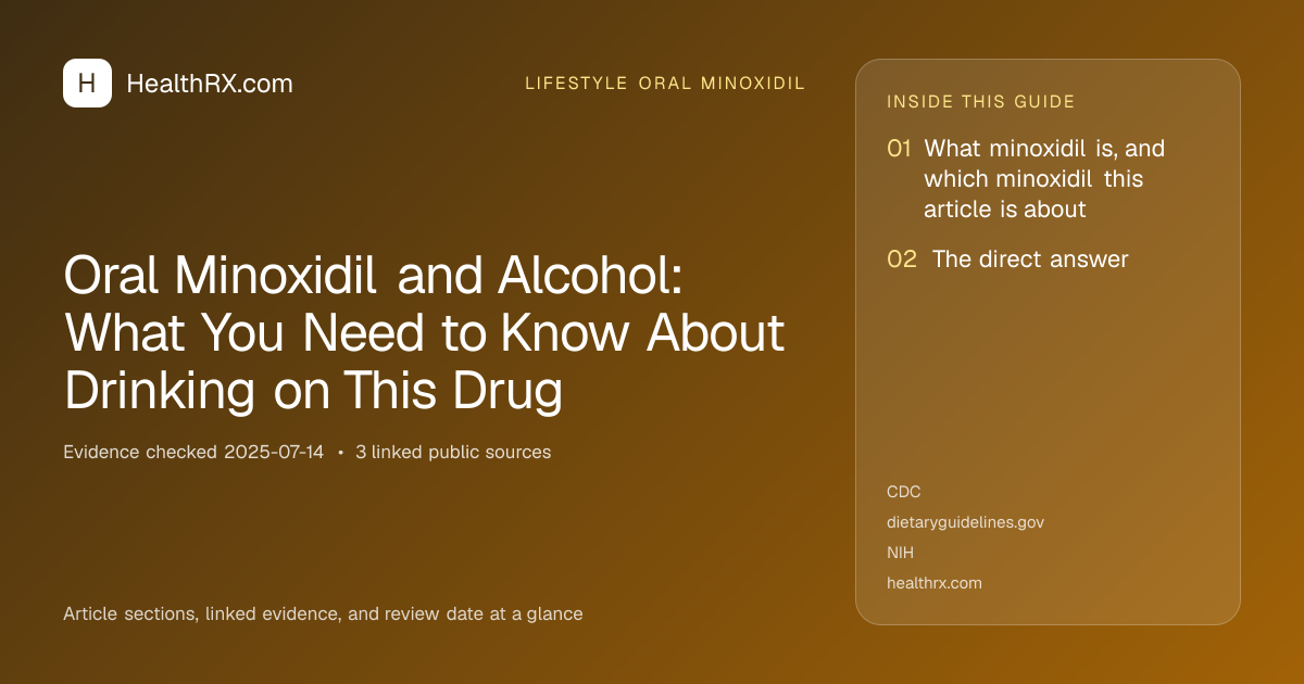 Evidence overview for lifestyle oral minoxidil: Oral Minoxidil and Alcohol: What You Need to Know About Drinking on This Drug