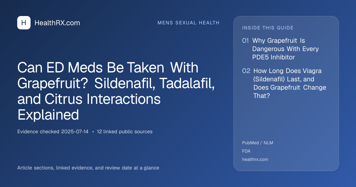 Evidence overview for mens sexual health: Can ED Meds Be Taken With Grapefruit? Sildenafil, Tadalafil, and Citrus Interactions Explained