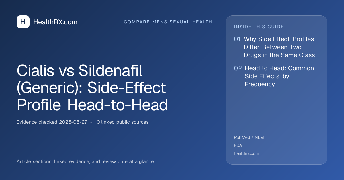 Evidence overview for Cialis vs Sildenafil (Generic): Side-Effect Profile Head-to-Head