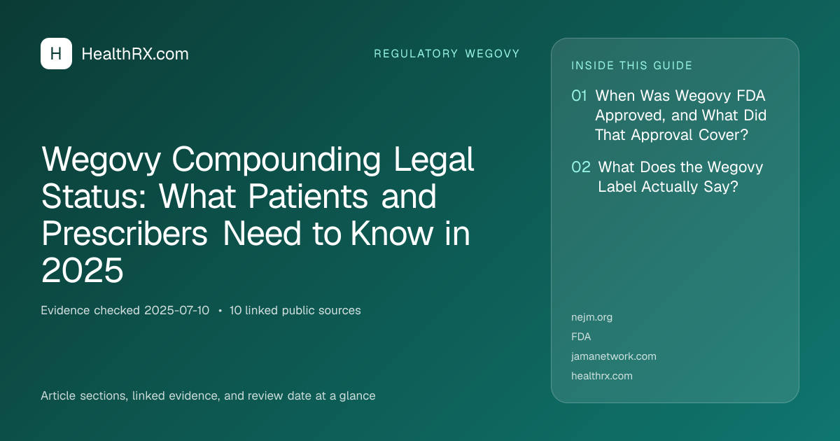 Evidence overview for Wegovy Compounding Legal Status: What Patients and Prescribers Need to Know in 2025