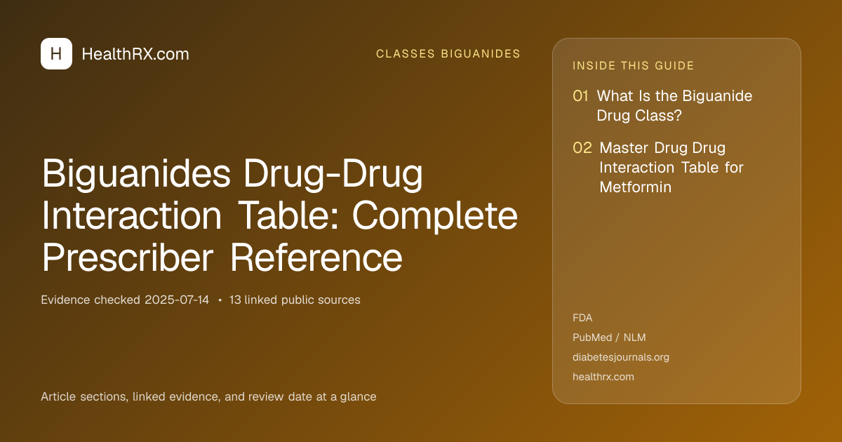 Evidence overview for classes biguanides: Biguanides Drug-Drug Interaction Table: Complete Prescriber Reference