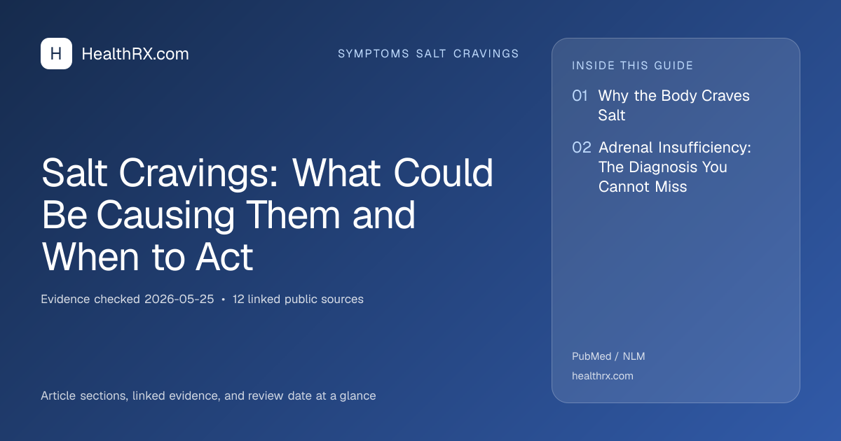 Evidence overview for symptoms salt cravings: Salt Cravings: What Could Be Causing Them and When to Act
