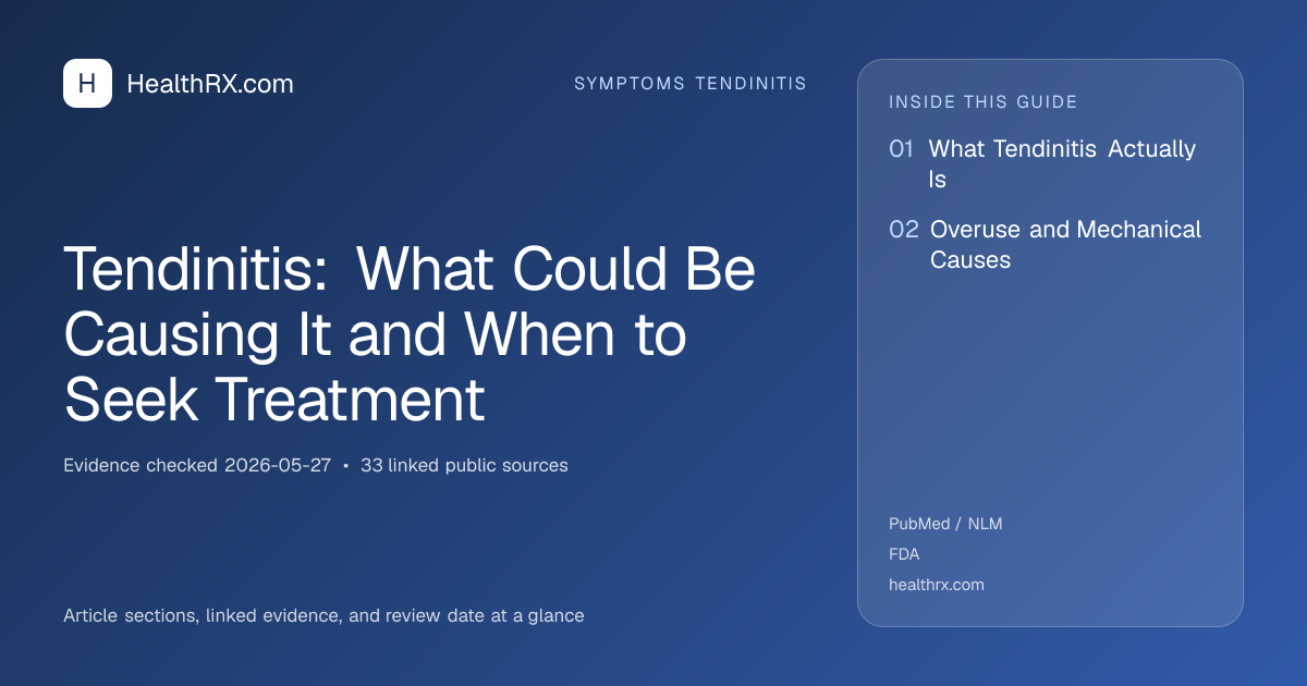 Evidence overview for symptoms tendinitis: Tendinitis: What Could Be Causing It and When to Seek Treatment