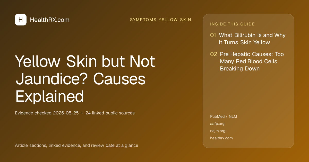 Evidence overview for symptoms yellow skin: Yellow Skin but Not Jaundice? Causes Explained