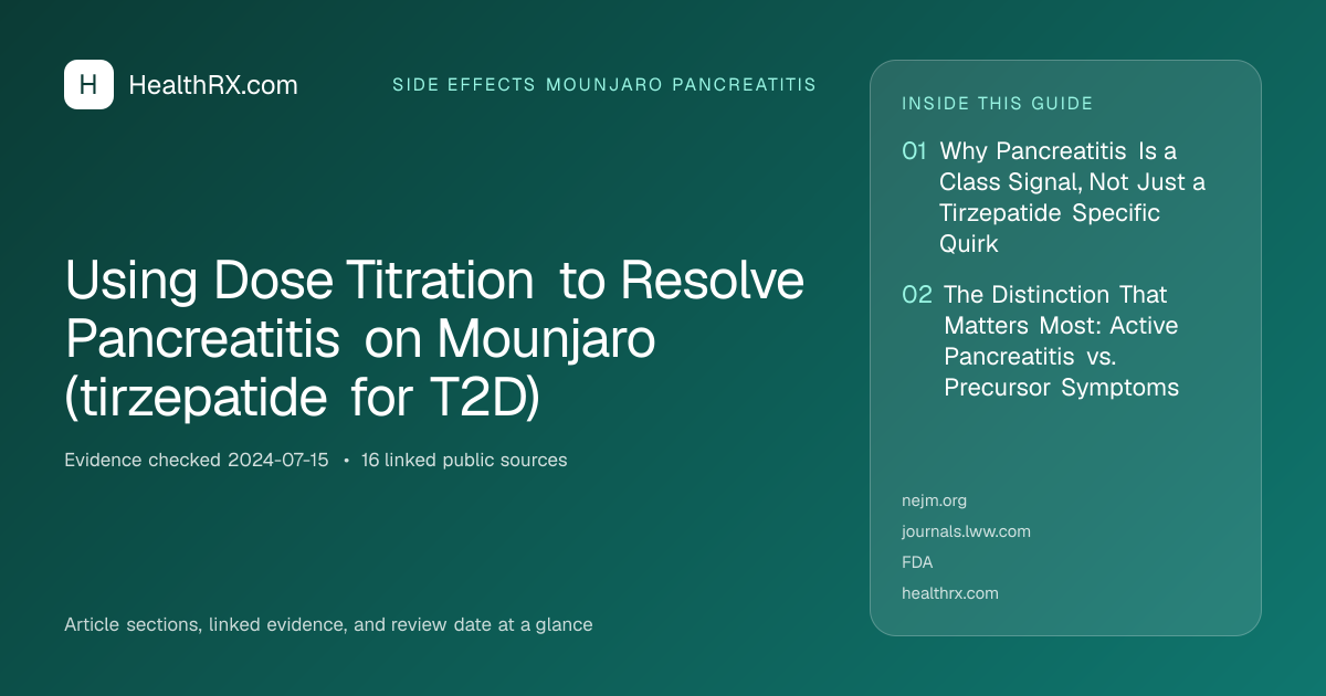 Evidence overview for Using Dose Titration to Resolve Pancreatitis on Mounjaro (tirzepatide for T2D)