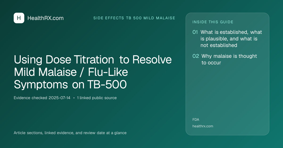 Evidence overview for Using Dose Titration to Resolve Mild Malaise / Flu-Like Symptoms on TB-500