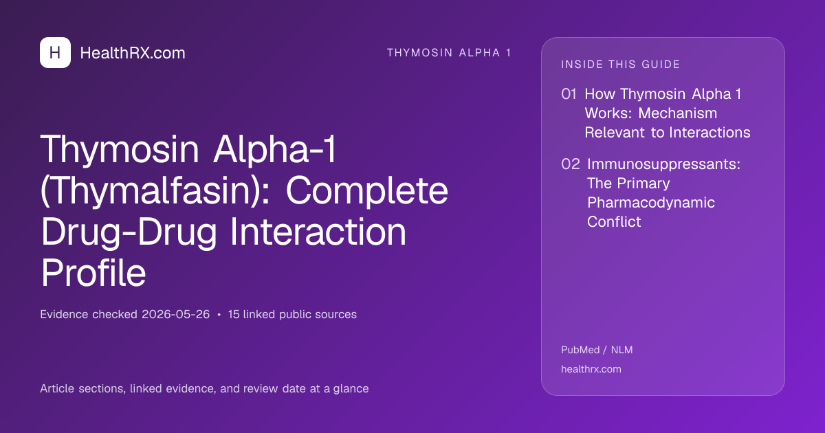 Evidence overview for Thymosin Alpha-1 (Thymalfasin): Complete Drug-Drug Interaction Profile