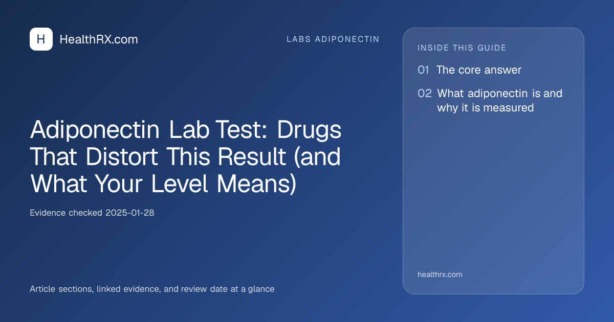 Evidence overview for Adiponectin Lab Test: Drugs That Distort This Result (and What Your Level Means)