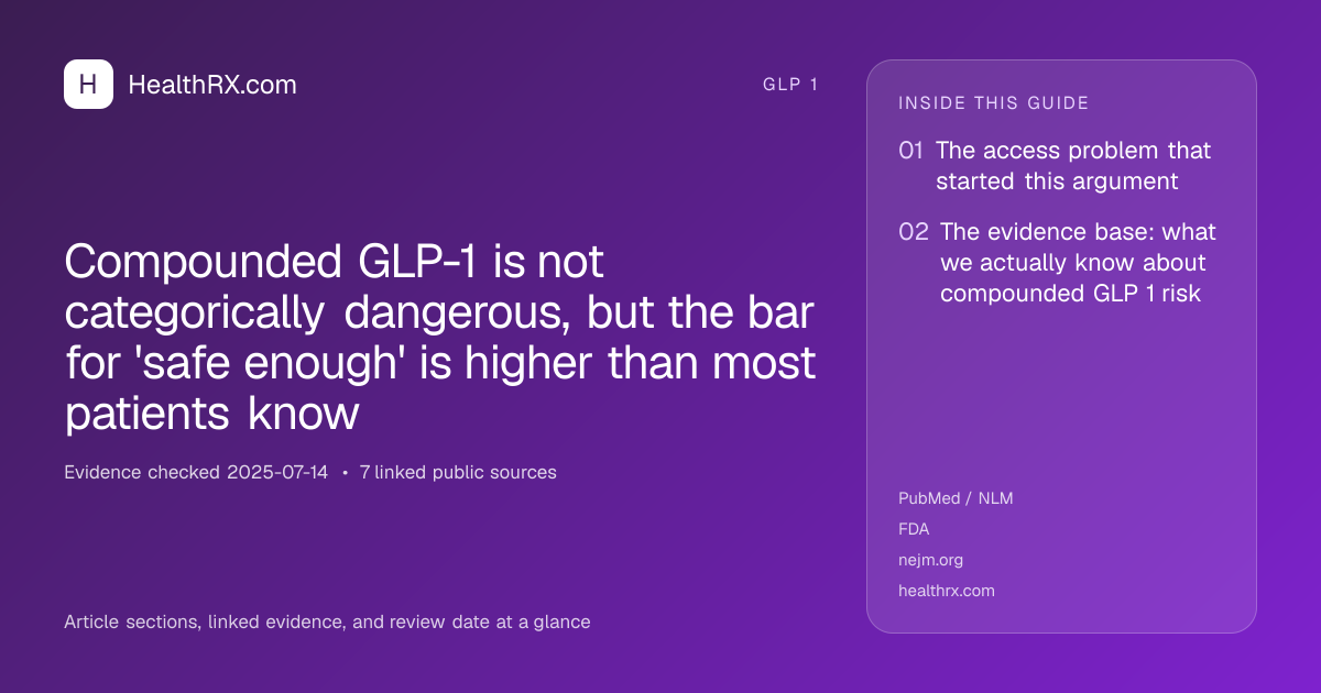 Evidence overview for Compounded GLP-1 is not categorically dangerous, but the bar for 'safe enough' is higher than most patients know