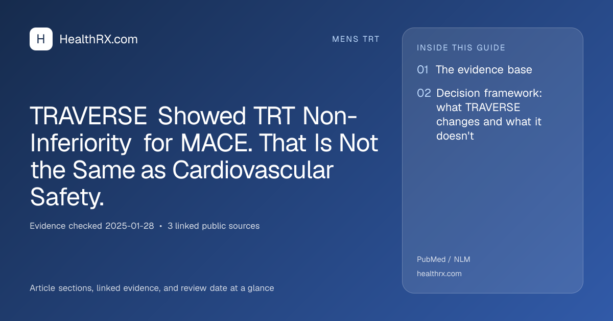 Evidence overview for TRAVERSE Showed TRT Non-Inferiority for MACE. That Is Not the Same as Cardiovascular Safety.