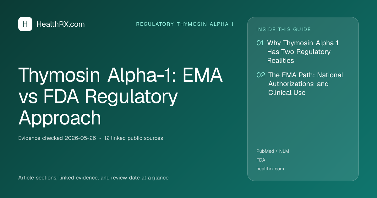 Evidence overview for Thymosin Alpha-1: EMA vs FDA Regulatory Approach