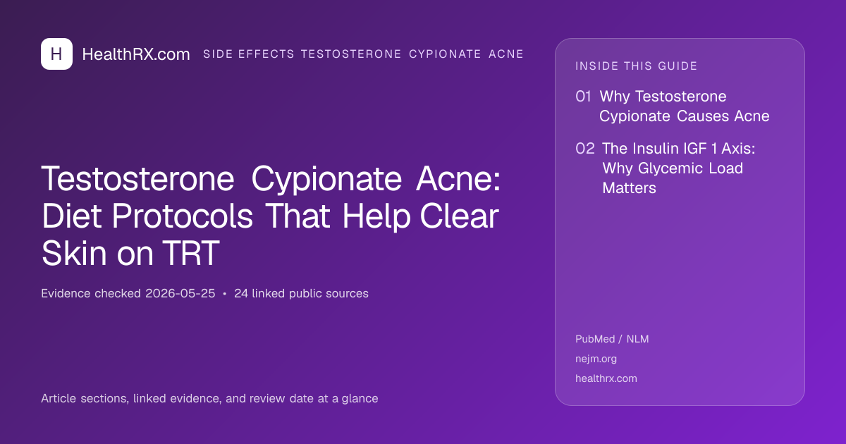 Evidence overview for Testosterone Cypionate Acne: Diet Protocols That Help Clear Skin on TRT