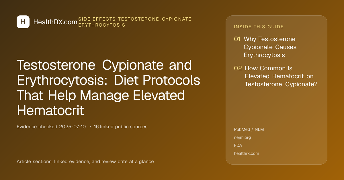 Evidence overview for Testosterone Cypionate and Erythrocytosis: Diet Protocols That Help Manage Elevated Hematocrit