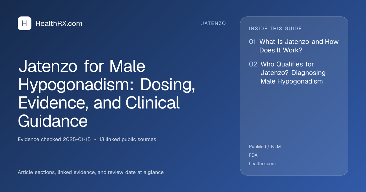 Evidence overview for Jatenzo for Male Hypogonadism: Dosing, Evidence, and Clinical Guidance