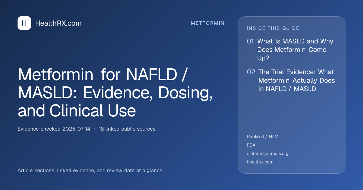 Evidence overview for metformin: Metformin for NAFLD / MASLD: Evidence, Dosing, and Clinical Use