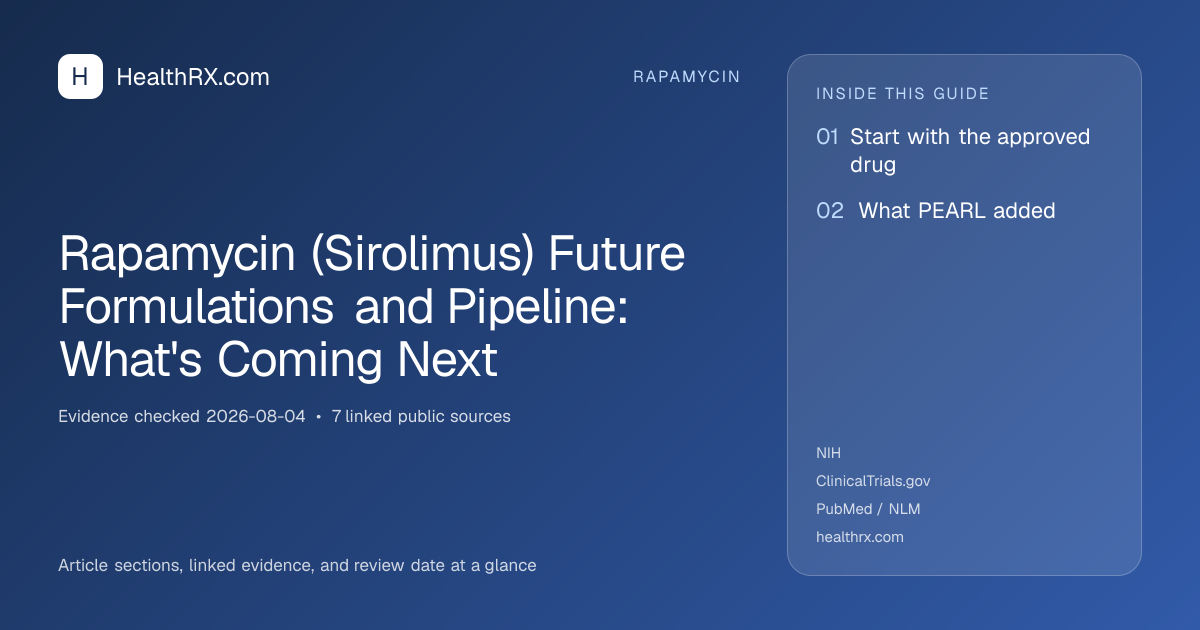 Evidence overview for rapamycin: Rapamycin (Sirolimus) Future Formulations and Pipeline: What's Coming Next