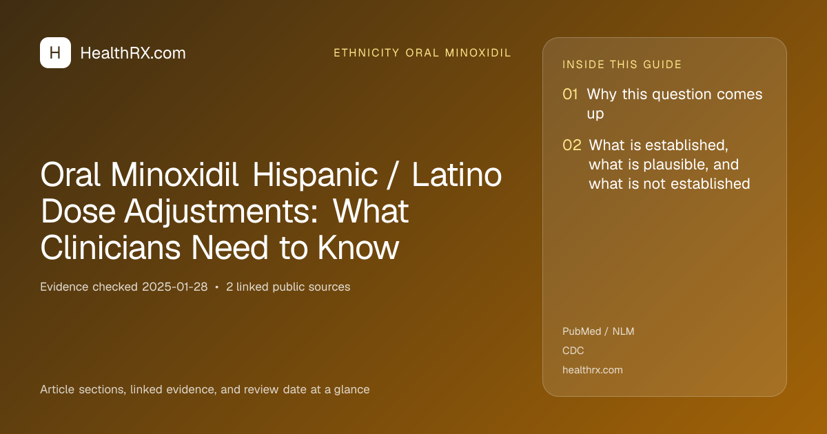 Evidence overview for ethnicity oral minoxidil: Oral Minoxidil Hispanic / Latino Dose Adjustments: What Clinicians Need to Know