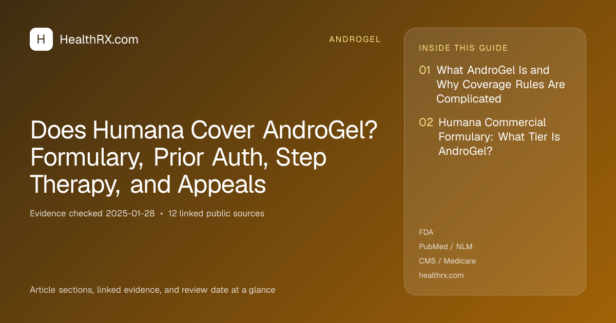 Evidence overview for Does Humana Cover AndroGel? Formulary, Prior Auth, Step Therapy, and Appeals