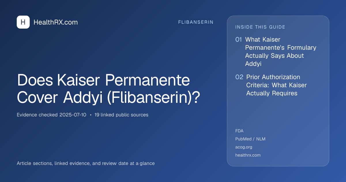 Evidence overview for Does Kaiser Permanente Cover Addyi (Flibanserin)?