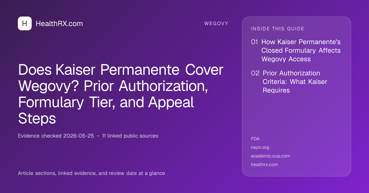 Evidence overview for Does Kaiser Permanente Cover Wegovy? Prior Authorization, Formulary Tier, and Appeal Steps