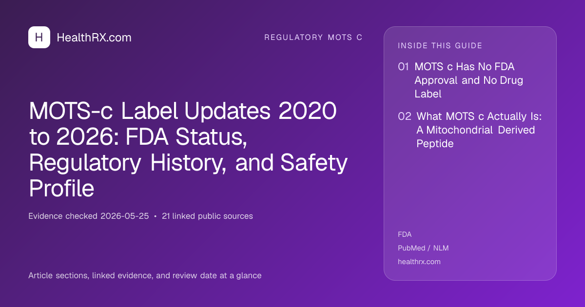 Evidence overview for MOTS-c Label Updates 2020 to 2026: FDA Status, Regulatory History, and Safety Profile