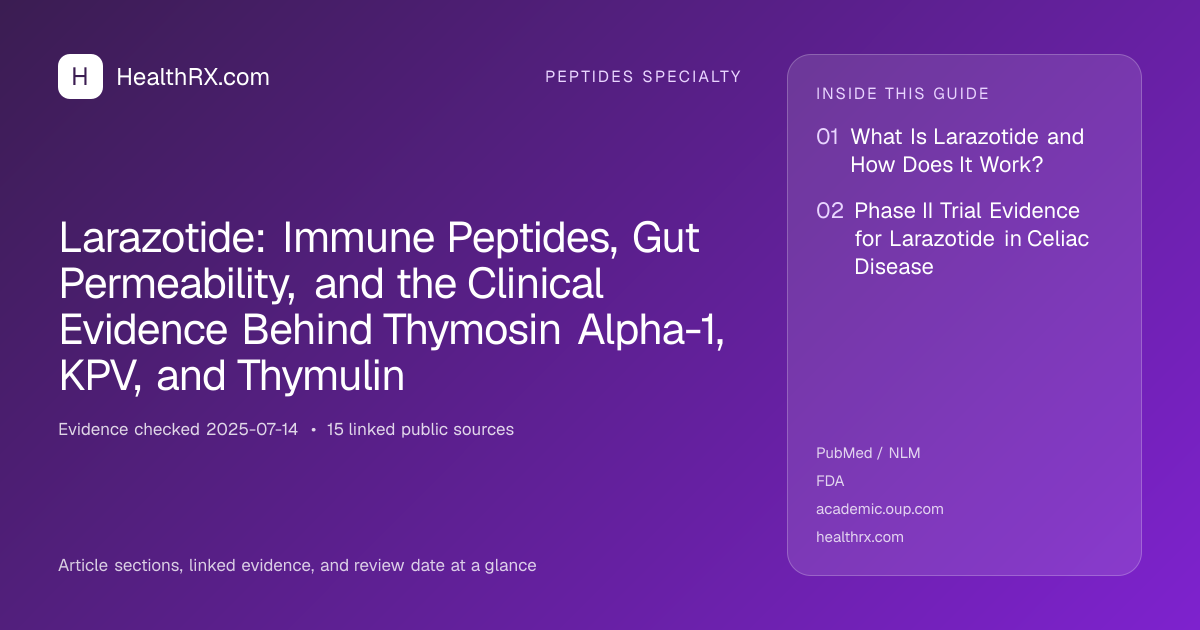 Evidence overview for Larazotide: Immune Peptides, Gut Permeability, and the Clinical Evidence Behind Thymosin Alpha-1, KPV, and Thymulin