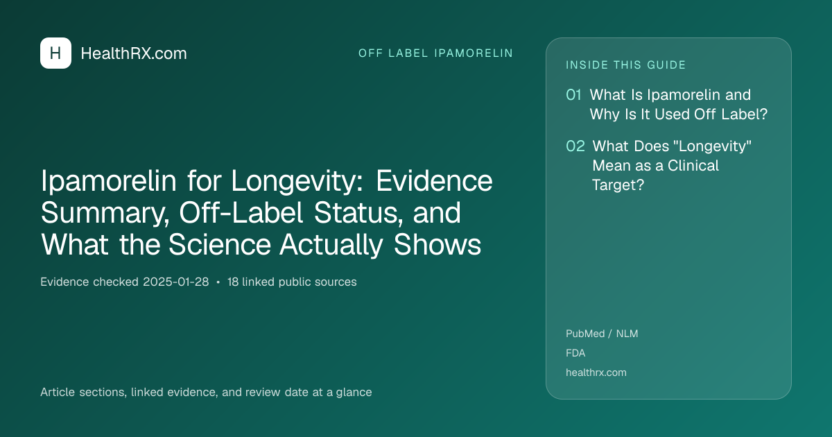 Evidence overview for Ipamorelin for Longevity: Evidence Summary, Off-Label Status, and What the Science Actually Shows