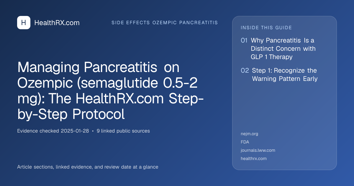 Evidence overview for Managing Pancreatitis on Ozempic (semaglutide 0.5-2 mg): The HealthRX.com Step-by-Step Protocol